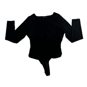 Asos Design black long sleeved body suit, 2 snap bottom closure, stretchy, 14.